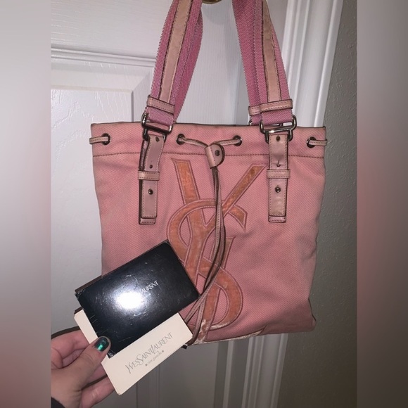 YSL Yves Saint Laurent Kahala  Pink Canvas Tote - Picture 8 of 16